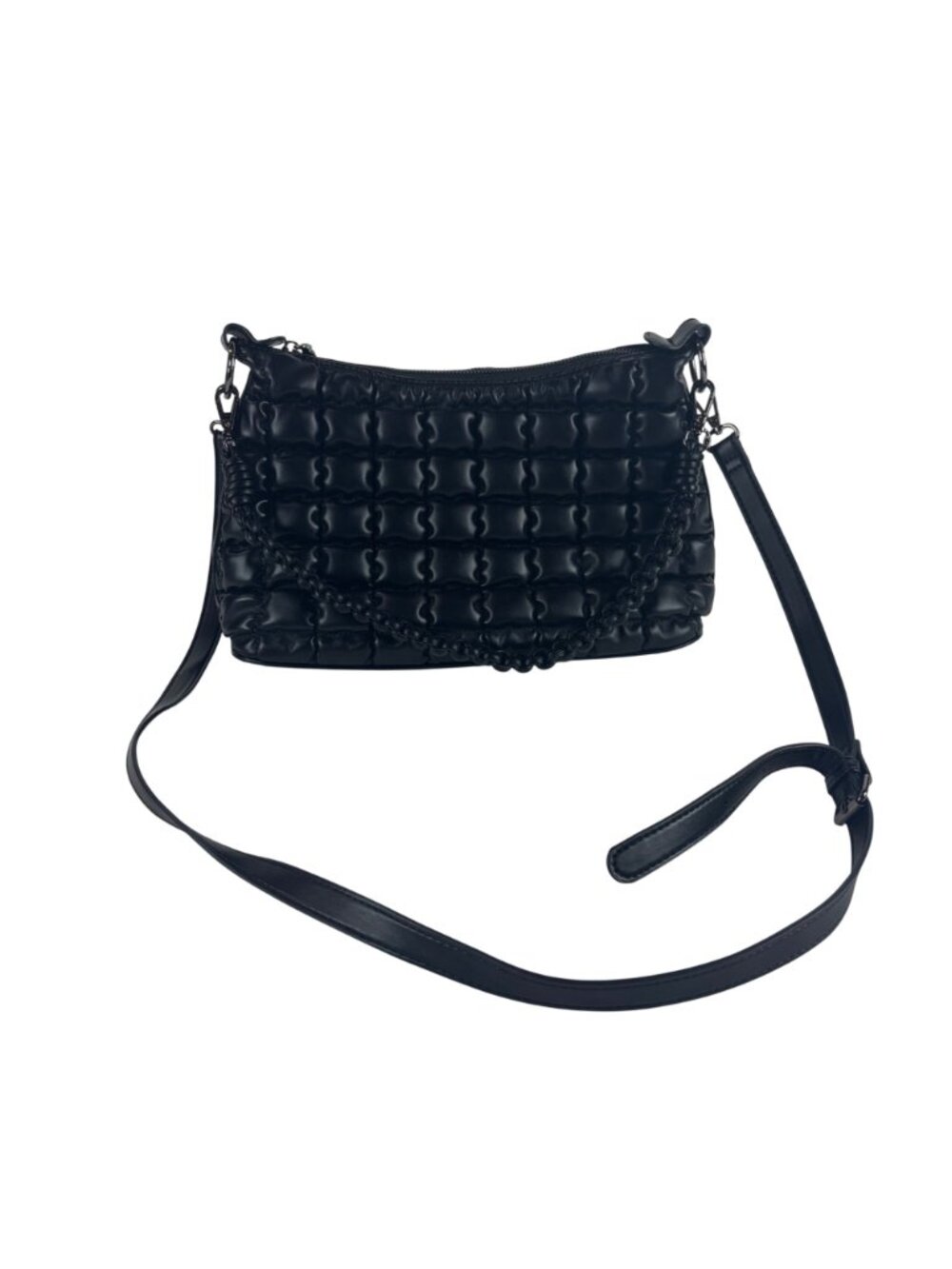 Jen & Co Jacqueline Quilted Satchel Shoulder Bag Black With Braided Handle & Adj - Picture 10 of 12